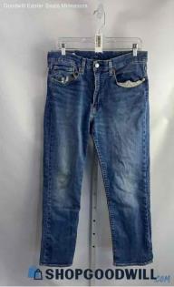 Levi's Men's Blue Medium Washed 514 Straight Jeans - Sz 34x30