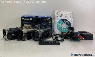 Lot of 3 Panasonic HD Camcorder IOB Camera -Powers on