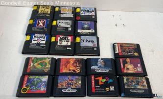 18pc SEGA Genesis Video Game Bundle Boogerman, Sports, Sword of Sodan +