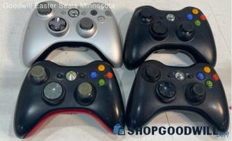 4pc Microsoft Xbox 360 Wireless Video Game Controller Lot Black Silver