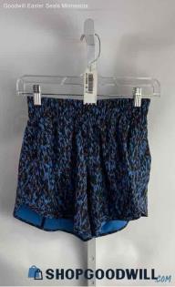 Lululemon Women's Blue/Brown Patterned Lightweight Athletic Tech Shorts - Sz 4