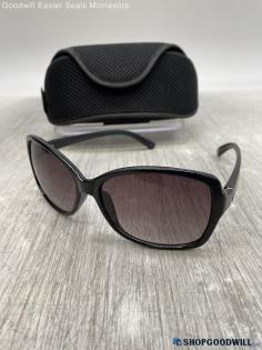 Oscar De La Renta Oversized Wrap Black Plastic Sunglasses