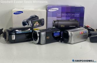 Lot of 3 Samsung HDD Digital Video Camcorders W/Chargers +Cords