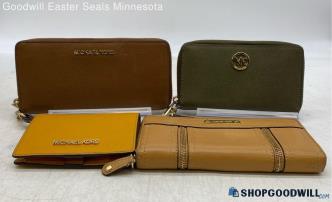 Lot of 4 items including Michael Kors Brown Tan Green Wallet Womens Leather