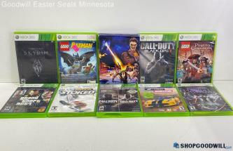 Lot of Microsoft Xbox 360 Video Games W/Grand Theft Auto, Boarderslands, LEGO+