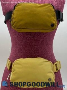 Lot of 2 Lululemon Mustard Yellow Belt Bag & Fanny Pack Unisex Adults Nylon