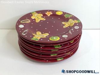 8PC Laurie Gates Holiday Treats Ceramic Dinnerware Plates