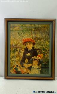 Pierre-Auguste Renoir "Two Sisters: On the Terrace" 16x20" Framed Canvas Print