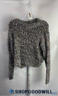 Zara Women's Multicolored Patterned Ribbed Knit Sequin Detail Sweater - Sz M