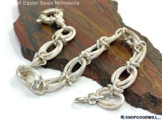 .925 Double Oval Chain Link Sterling Bracelet 10.88g