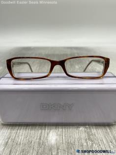 DKNY Rectangle Prescription Brown Tortoise Plastic Eyeglasses