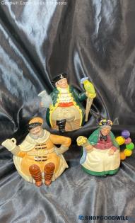 Character Falstaff Vintage Glass 3 Tea Pots