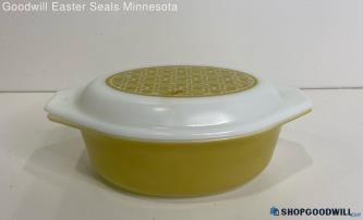 Vintage Pyrex 'Basket Weave' Green 1 1/2qt. Casserole Dish #043