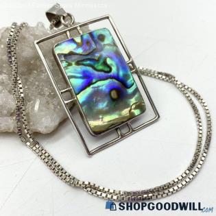 .925 Framed Abalone Necklace 11.23g