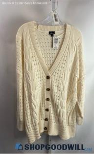 NWT Torrid Women's Ivory Loose Cable Knit Button Up Cardigan - Sz 3X