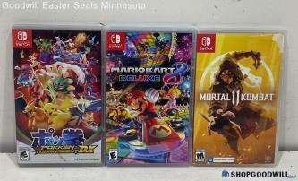 Nintendo Switch Game Lot Of 3 Mario Kart 8 Deluxe, Mortal Kombat 11 & More