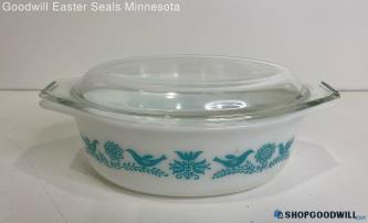 Vintage Pyrex 'Blue Bird' 1 1/2qt. Lidded Casserole Dish #043