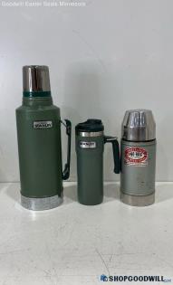 Stanley & Uno Vac Green/silver Lot Of 3 Thermal Travel Mugs