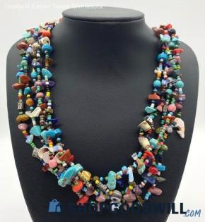 Multi-Strand Colorful Natural Stone Necklace