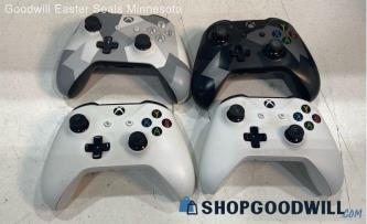 4pc Microsoft Xbox One Wireless Video Game Controller Bundle White Black Gray