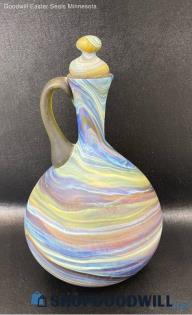 Galaxy Swirl Glass Decanter W/ Stopper Lid Vintage Glassware Barware Serving