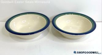 2PC Pfaltzgraff Stoneware Ocean Breeze Round Serving Vegetable Bowls