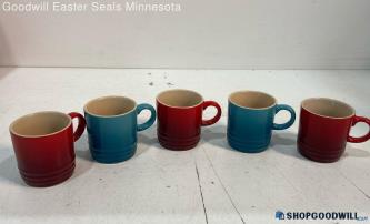 5pc Le Creuset Espresso Mug Red & Blue Ombre Cups