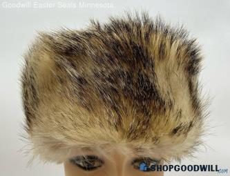 Men's Animal Fur Trapper Hat Tan Black Brown Hat - Sz 22