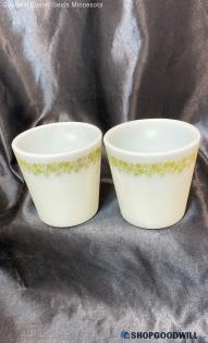 Pyrex Daisy Blossom Flowers Vintage Green/white Cups