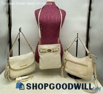 Lot of 3 items including Michael Kors Ivory Satchel/Top Handle Bag Leather