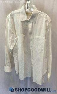 Michael Kors Men's White Long Sleeve Pocket Poplin Button Down - Sz L