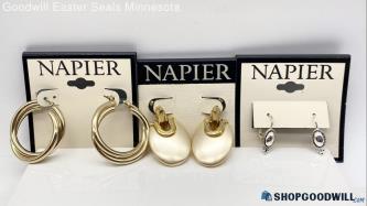 Vintage NAPIER Gold & Silver Tone Earrings on Cards