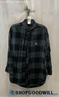 Carhartt Women's Black/Gray Plaid Button Up Long Sleeve Flannel - Sz S