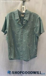 The North Face Men's Pale Blue Triangle Pattern Short Sleeve Button Up Sz L