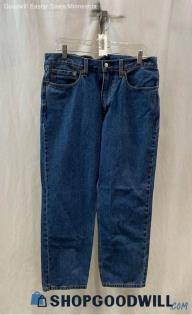 Levi's Men's Blue Dark Washed 550 Relaxed Fit Straight Jeans - Sz 34x30