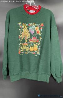 Morning Sun Jerzees Women's Green Fall Themed Graphic Sweatshirt - Sz L