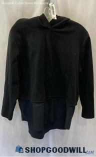 Athleta Women's Black Faux Layered Button Up Hem Twofer Hoodie sz XL