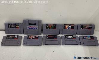 Nintendo SNES Video Game Lot Of 10 Mario Paint, Ms. Pac-Man & More