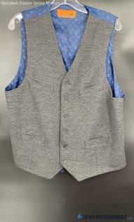 Enzo Tovare Men's Grey Wool/Polyester Blend Roland vest - Sz L