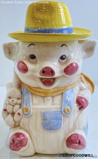 Treasure Craft Farmer Pig Cookie Jar Pottery N/a