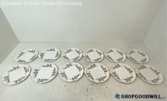 12pc Royal Albert Bone China England "Lorraine" Grapes Leaf Vine Plates