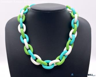 Vintage TRIFARI Multi-Color Lucite Link Chain Necklace