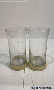 2pc Fiesta Ware Yellow Striped Drinking Glasses Vintage Tall