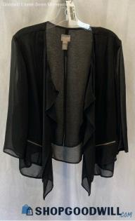 Chico's Women's Black Sheer Chiffon Layered Open Fashion Blazer - Sz 2