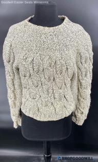 Lizwear Petites Women's Black/White Hand-Knit LS sweater - Sz S