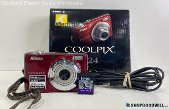 Nikon Coolpix L24 14.0MP Point & Shoot Digital Camera W/SD Card IOB-Powers on