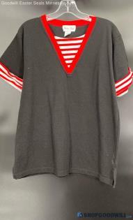 Global Gold Women's Black shirt w/White & Red stripe accent - Sz L