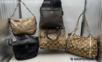 Lot Of 5 Coach Signature Brown/Black Canvas/Leather Shoulder/Crossbody Handbags