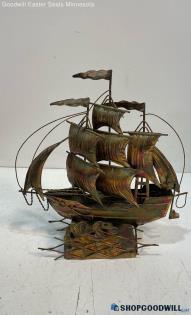 Berkeley Designs Copper Moving Tall Ship Music Box Beyond The Sea Figurine Works