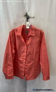 Chico's Women's Pink Button Up Long Sleeve Poplin Shirt - Sz 12